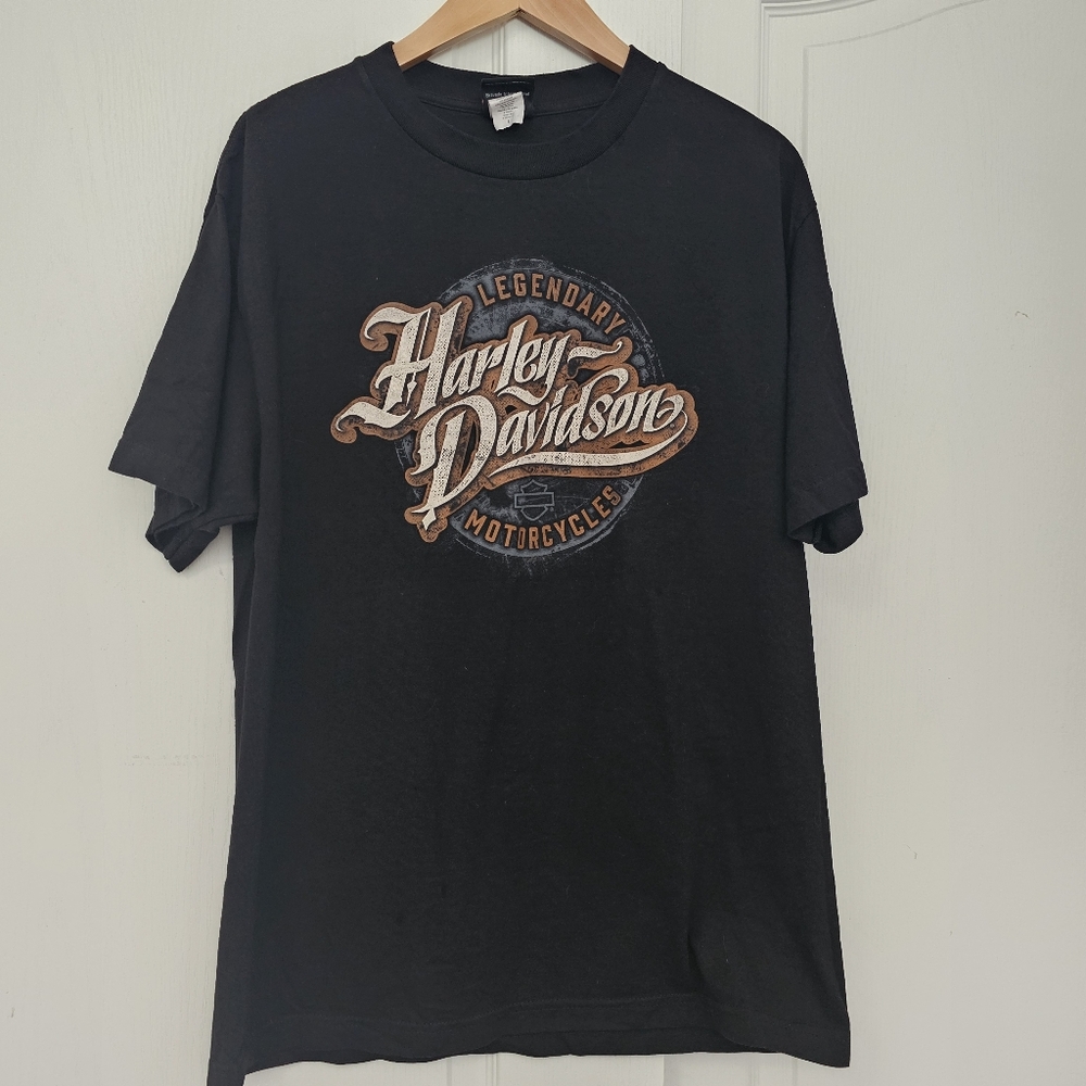 Harley Davidson Tshirt Black Mens Size Large Legendary Motorcycles